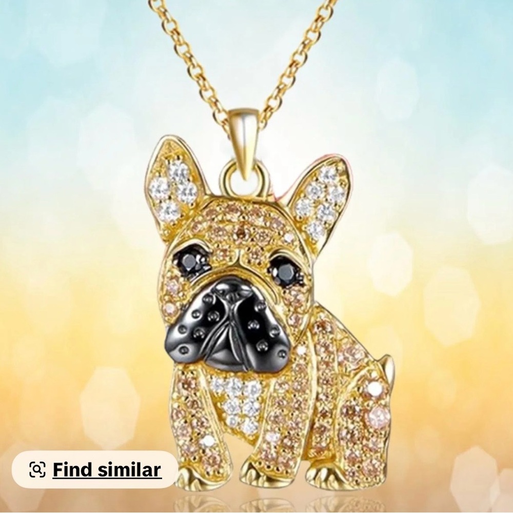Gold and Black Frenchie Dog Pendant Necklace